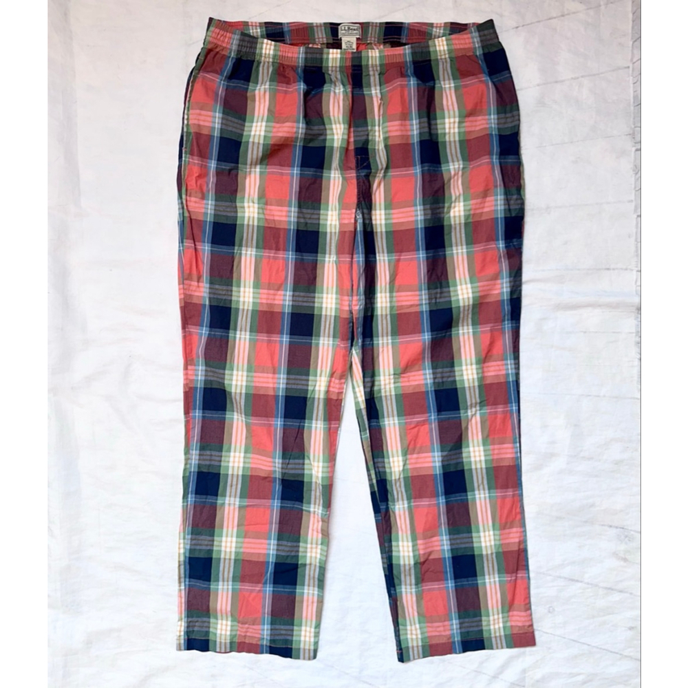 NWOT Men’s XXL LL Bean Cotton Pajama Pants Plaid Burnt Orange